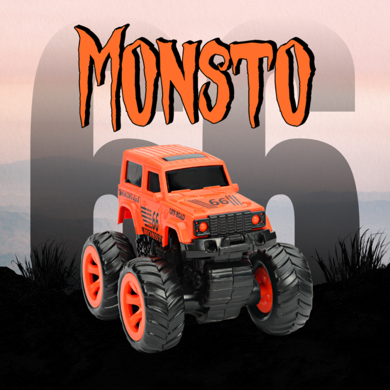 Monsto Orange Monster truck Jeep, Monster truck friction powered