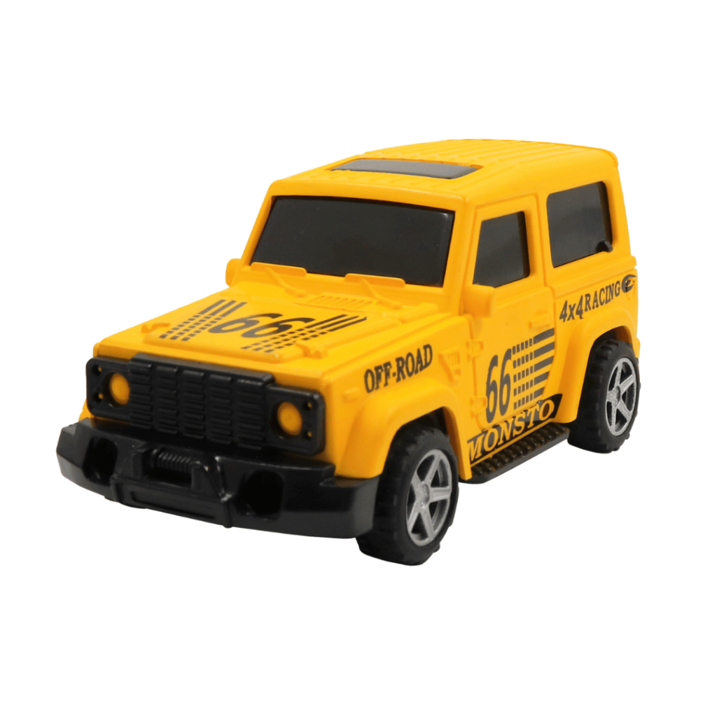 Yellow jeep pull-back car