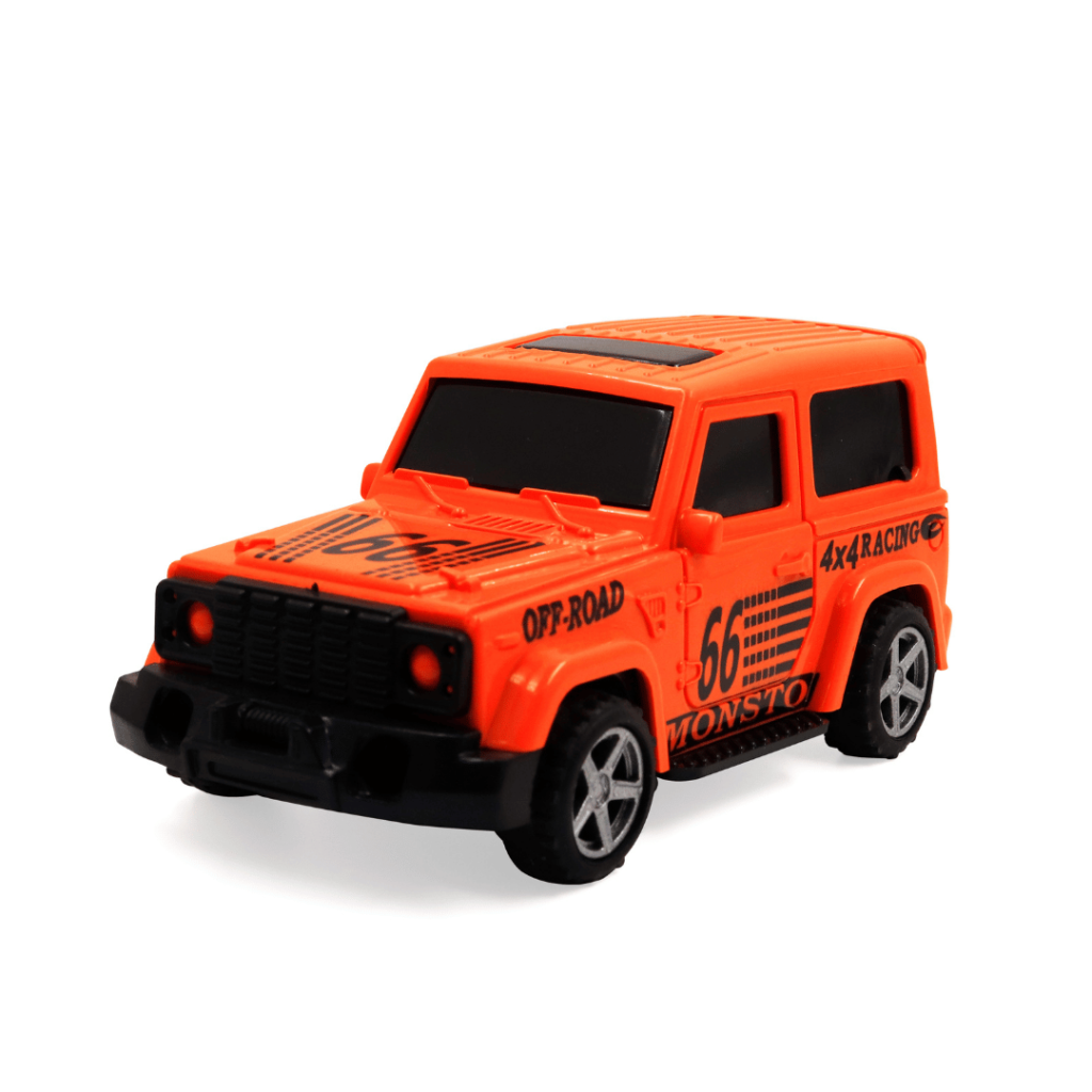 Orange jeep pull-back car