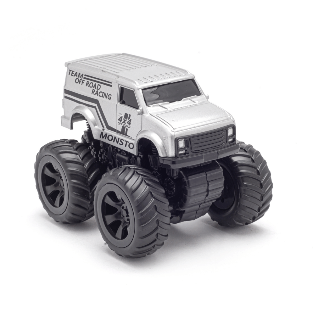 Monsto Metallic Silver Monster truck Van, Monster truck friction power