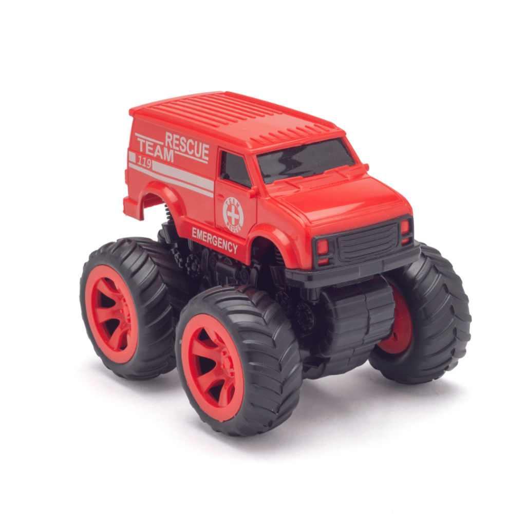 Monsto Rescue Red Monster truck Van, Monster truck friction power