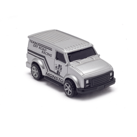 Metallic Silver Van pull-back car